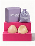 SPYROSE Women's Self-Adhesive Triangle Sticky Push-Up Bra with Inserts - Waterproof, Sweatproof, Reusable Strapless Bra, Instant Lift, Storage Bag for Backless Dresses, Prom Outfits, Natural Look, Sticky Bra,Double Sided Sticky Bra Inserts