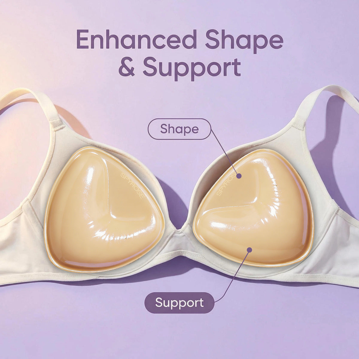 SPYROSE Women's Self-Adhesive Triangle Sticky Push-Up Bra with Inserts - Waterproof, Sweatproof, Reusable Strapless Bra, Instant Lift, Storage Bag for Backless Dresses, Prom Outfits, Natural Look, Sticky Bra,Double Sided Sticky Bra Inserts