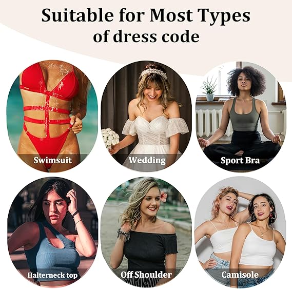 Sticky Bra Inserts for Women - Instant 2 Cup Size Lift Effect, Ultra Boost Push Up Inserts, Double-Sided Adhesive Fashion Bra Inserts, Fuller Bust Look & Outfit Enhancer for Dresses, Bikinis, Tops & Strapless Bras