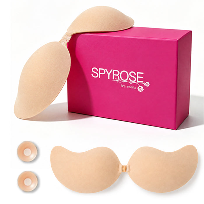 Women's Silicone Nipple Covers - Smooth, Comfortable Adhesive Bra Inserts, Seamless Reusable Strapless Sticky Bra, Breathable Lightweight Elegant Casual Accessory for Backless Dresses, Low Cut Tops, Everyday Wear