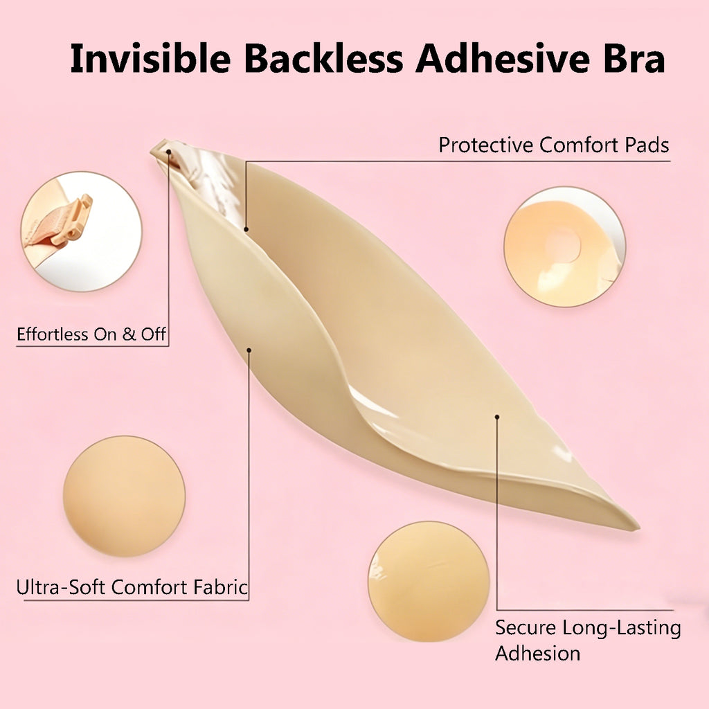 Women's Silicone Nipple Covers - Smooth, Comfortable Adhesive Bra Inserts, Seamless Reusable Strapless Sticky Bra, Breathable Lightweight Elegant Casual Accessory for Backless Dresses, Low Cut Tops, Everyday Wear
