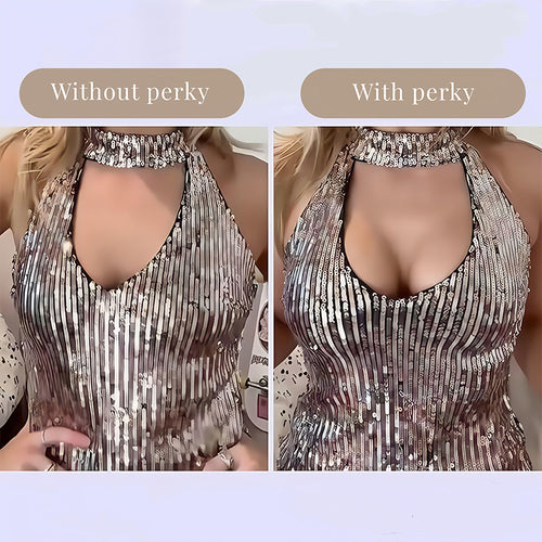 SPYROSE Women's Self-Adhesive Triangle Sticky Push-Up Bra with Inserts - Waterproof, Sweatproof, Reusable Strapless Bra, Instant Lift, Storage Bag for Backless Dresses, Prom Outfits, Natural Look, Sticky Bra,Double Sided Sticky Bra Inserts